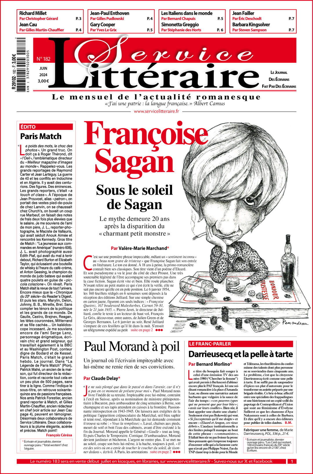 Une 182 Françoise Sagan Juin 2024