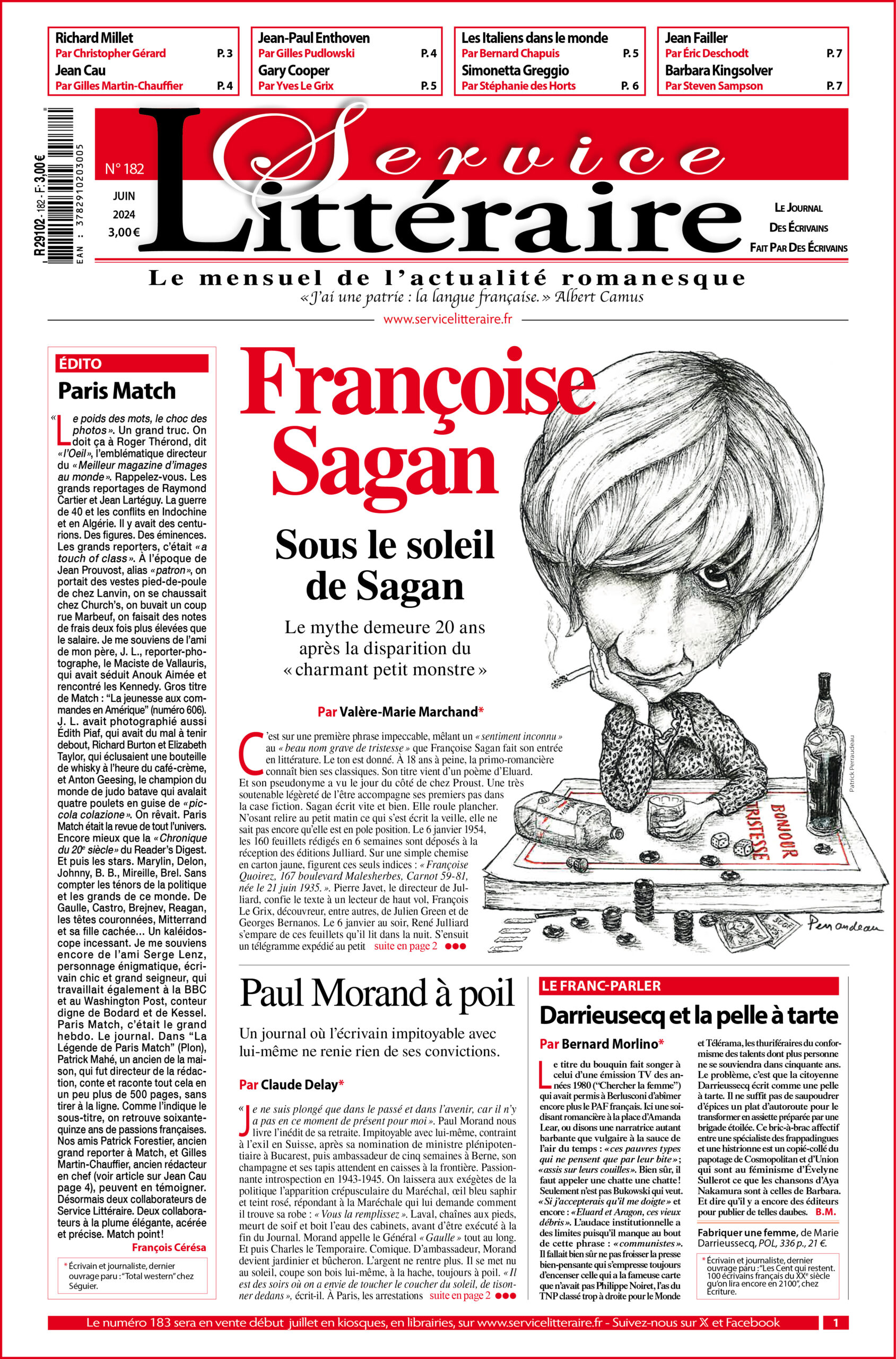 Une 182 Françoise Sagan Juin 2024